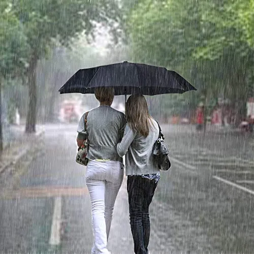 2 Travel Umbrellas - Windproof Auto Open & Close - Black & Blue