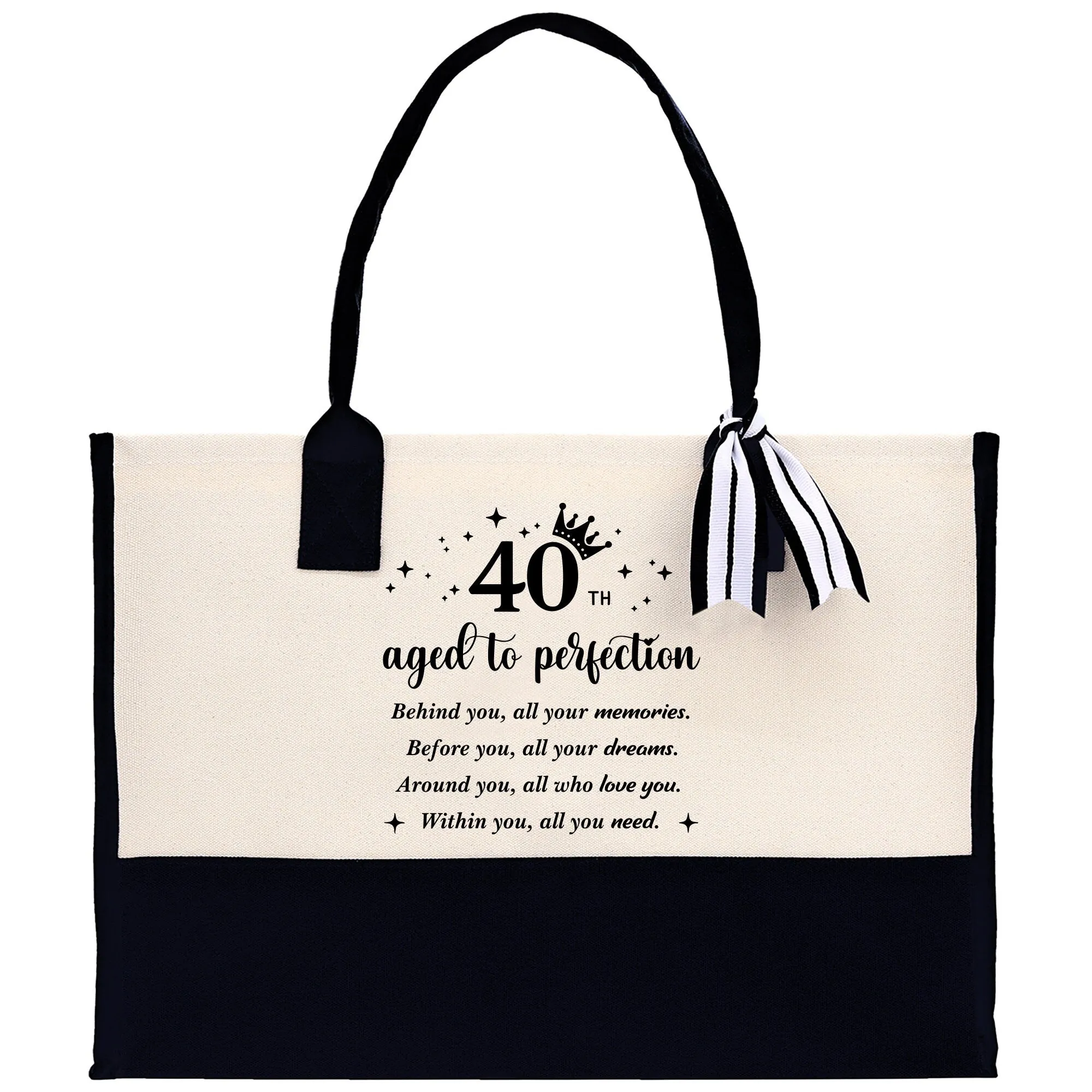 40th Aged To Perfection Cotton Canvas Tote Bag 60th Birthday Gift For Women 40th Birthday Celebration Party Gift