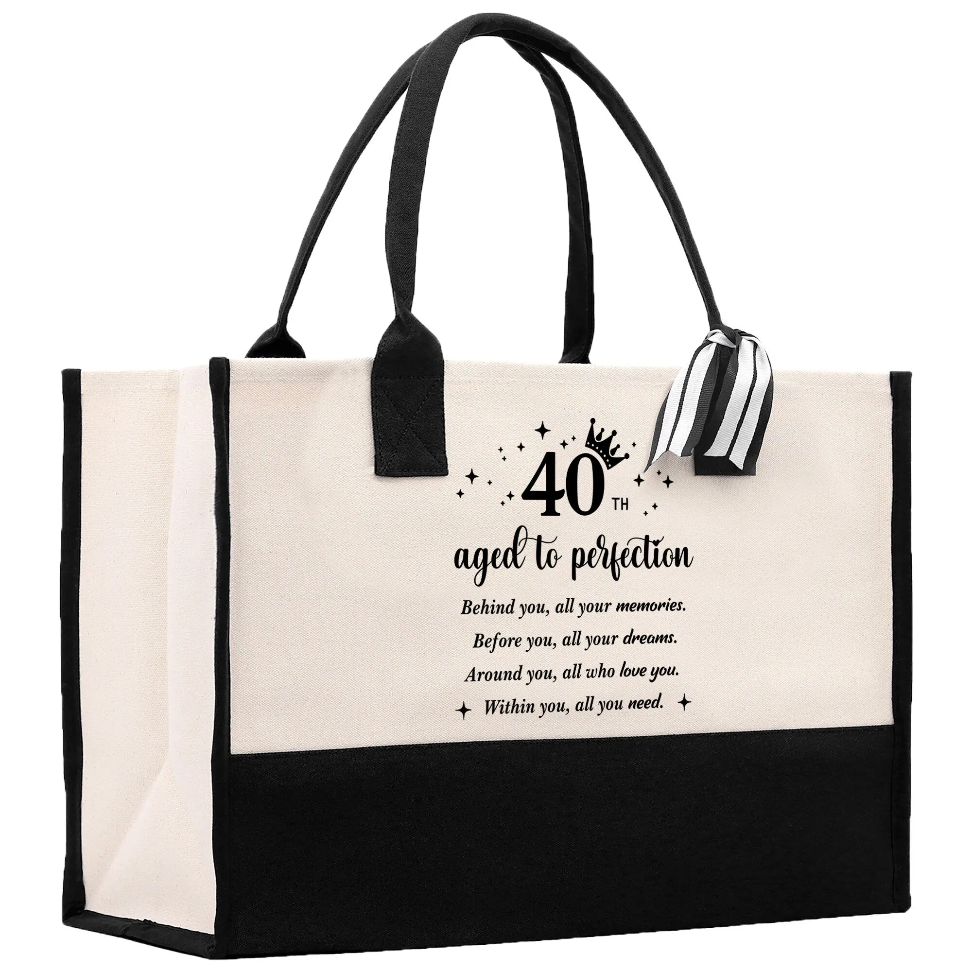 40th Aged To Perfection Cotton Canvas Tote Bag 60th Birthday Gift For Women 40th Birthday Celebration Party Gift
