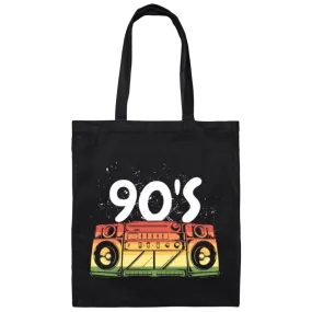 90s Boombox Radio, Old School Retro, Best 90s Birthday, 90s Love Gift Canvas Tote Bag