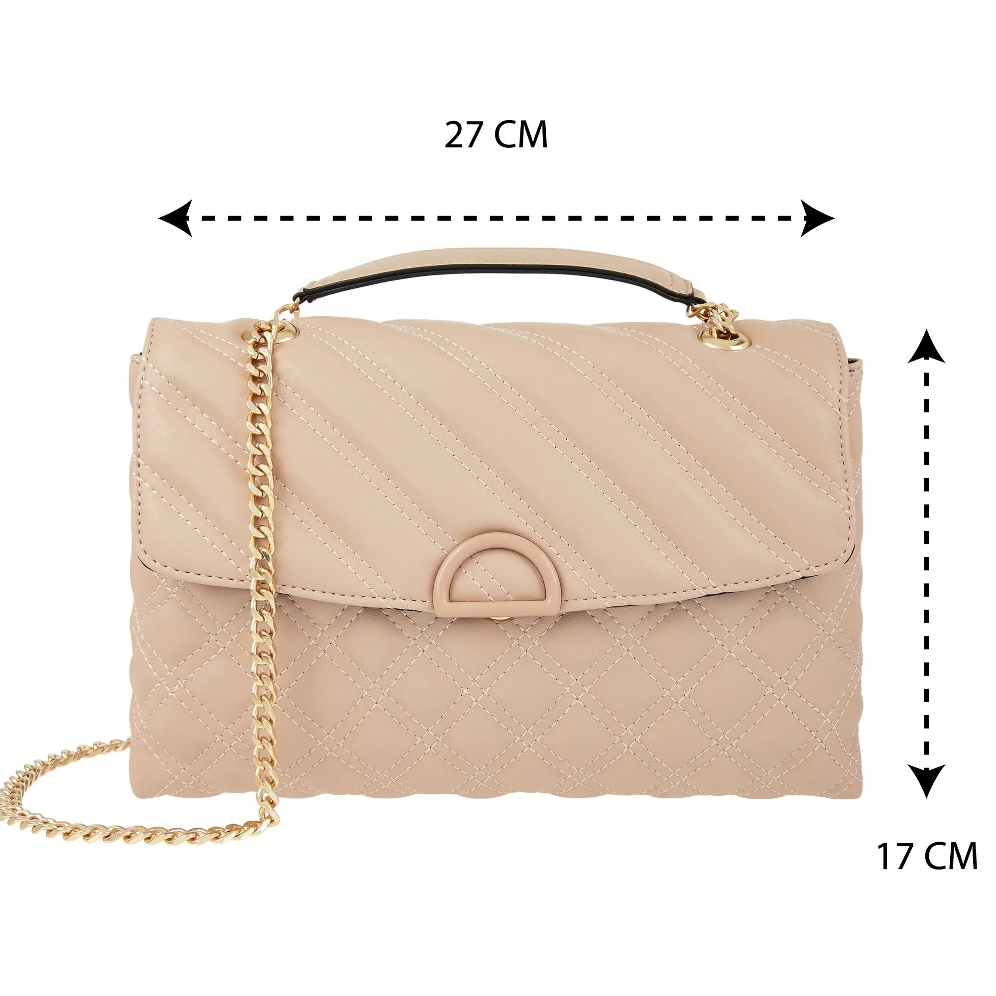 Accessorize London Women's Ayda Quilted Shoulder Bag Nude
