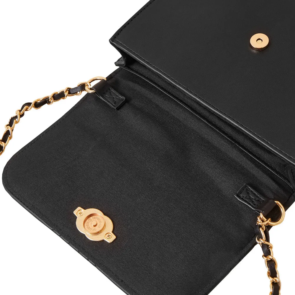 Accessorize London Women's Faux Leather black Quilted Sling Bag