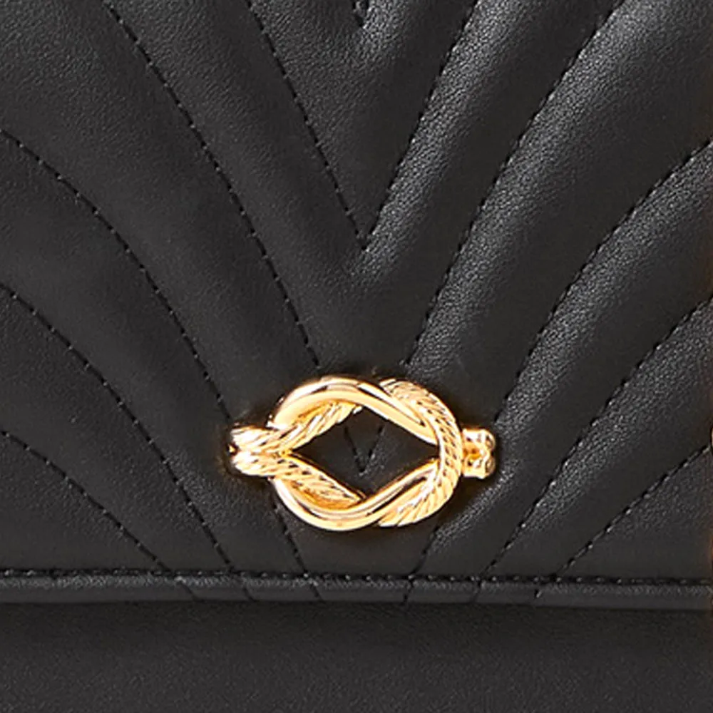 Accessorize London Women's Faux Leather black Quilted Sling Bag