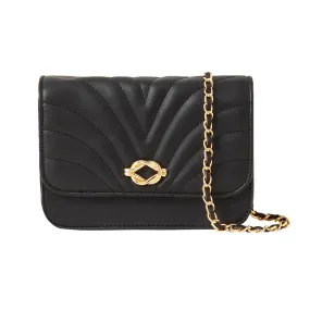 Accessorize London Women's Faux Leather black Quilted Sling Bag