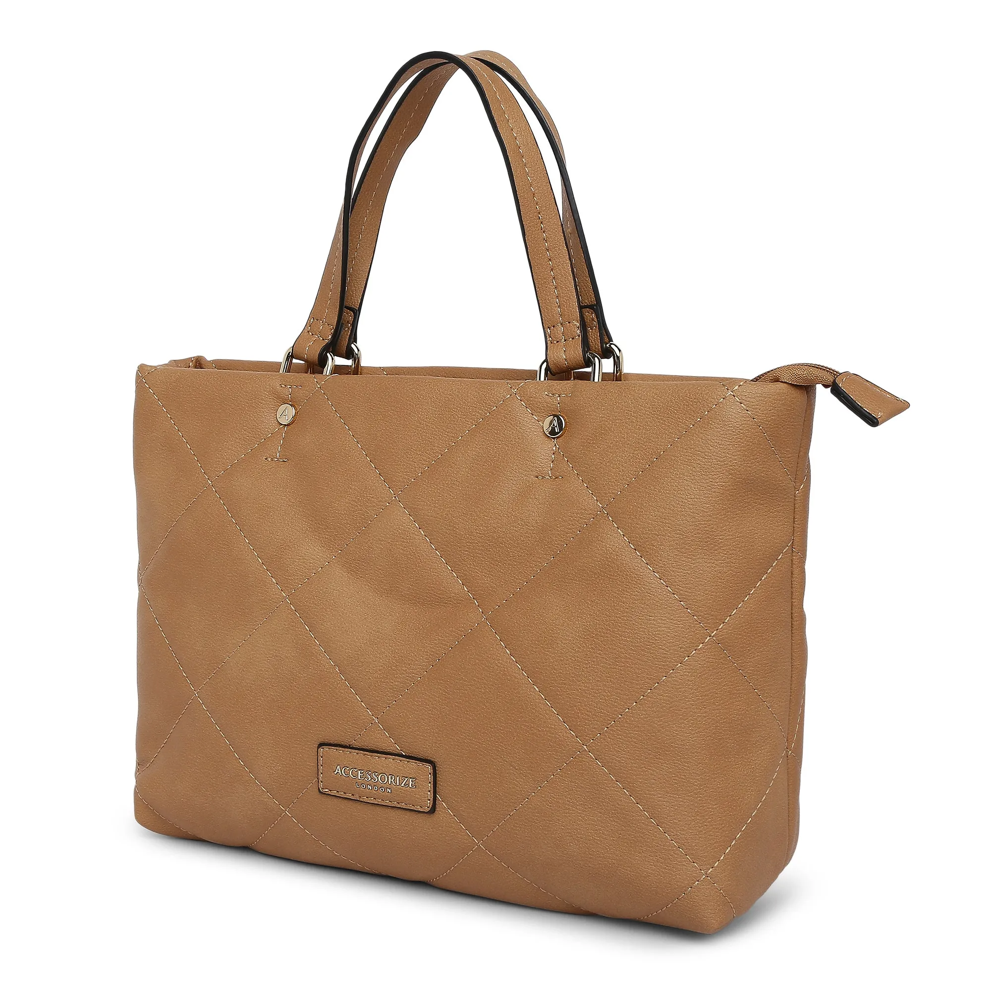 Accessorize London Women's Faux Leather Cream Kayleigh Quilted Handheld Bag