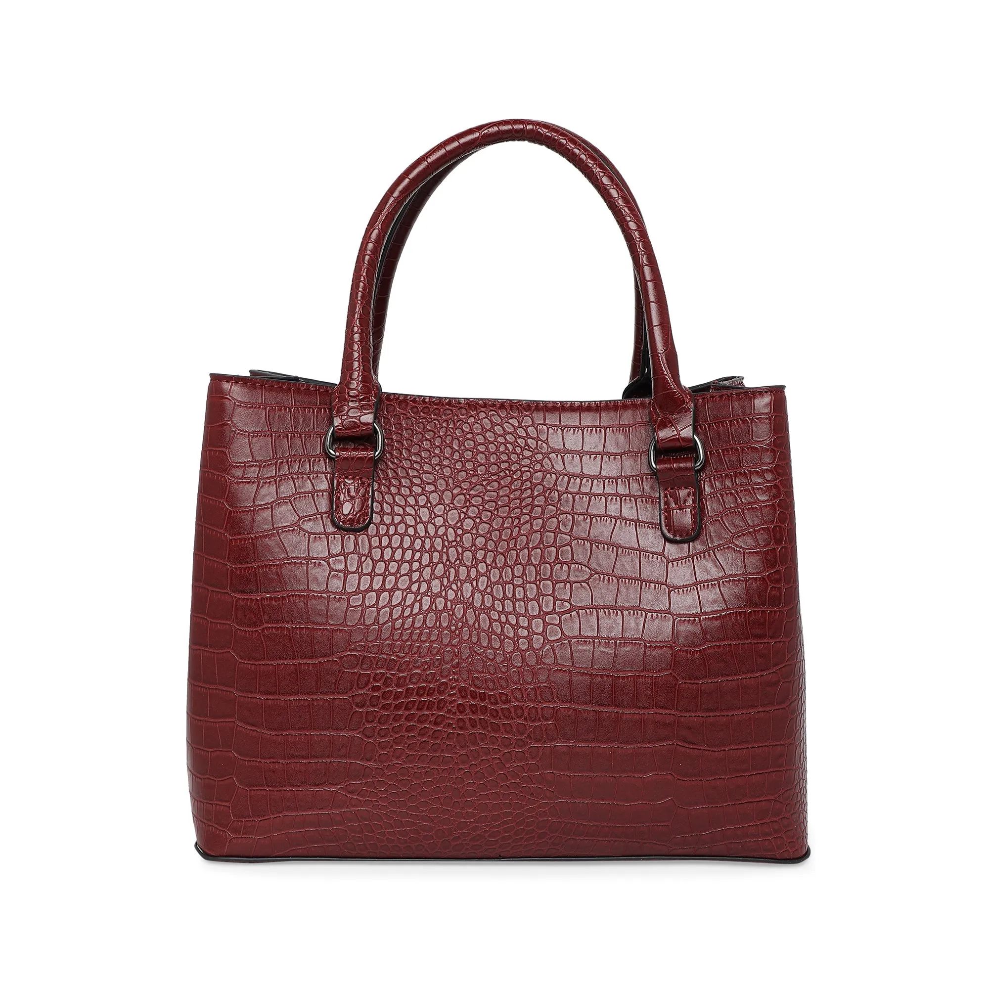 Accessorize London Women's Faux Leather Maroon Carolina Handheld Satchel Bag