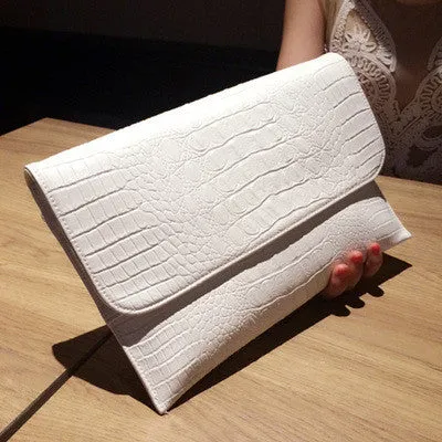 Alligator Skin Pattern Genuine Leather Women's Clutch