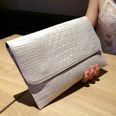 Alligator Skin Pattern Genuine Leather Women's Clutch
