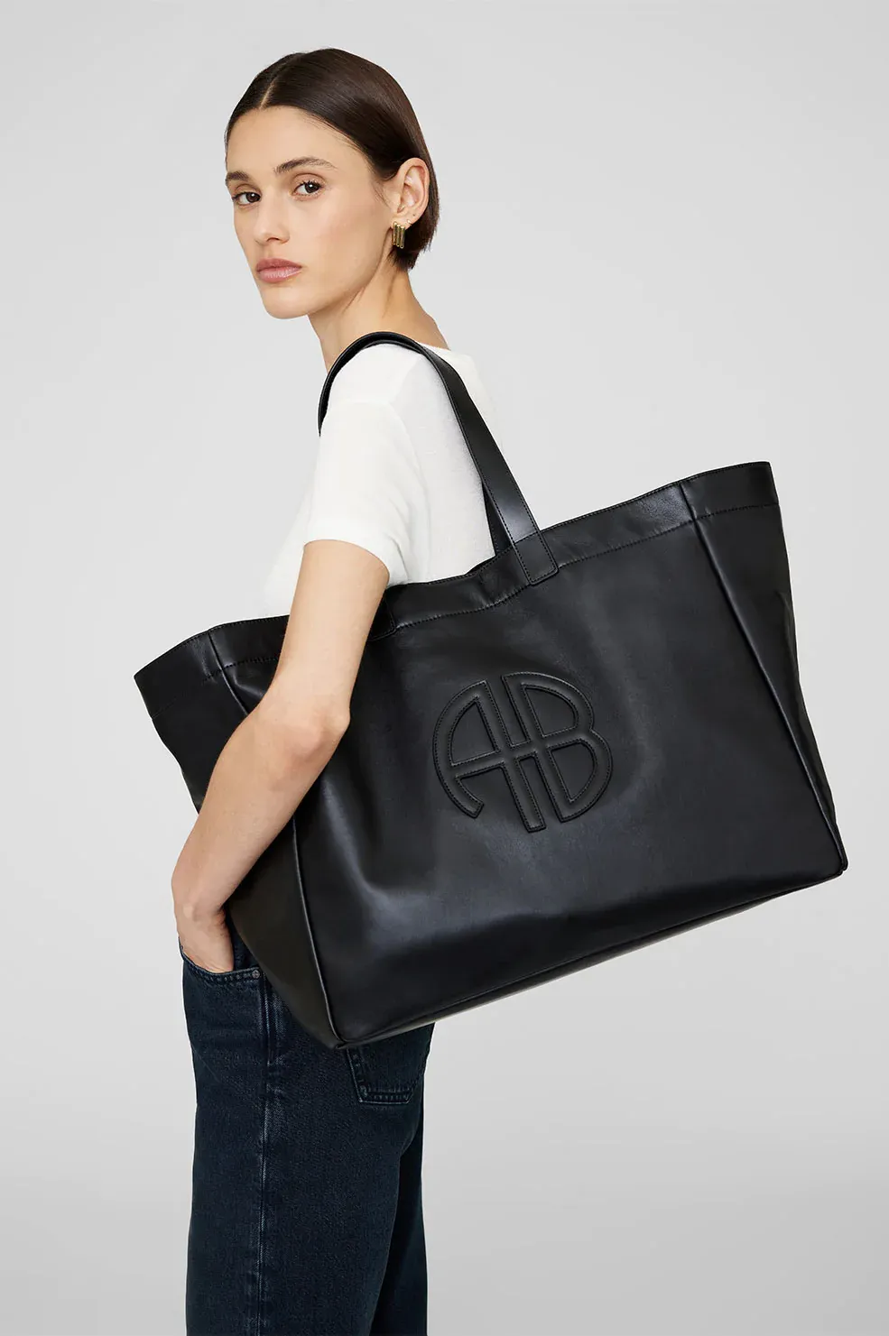 Anine Bing - Large Rio Tote in Black Recycled Leather
