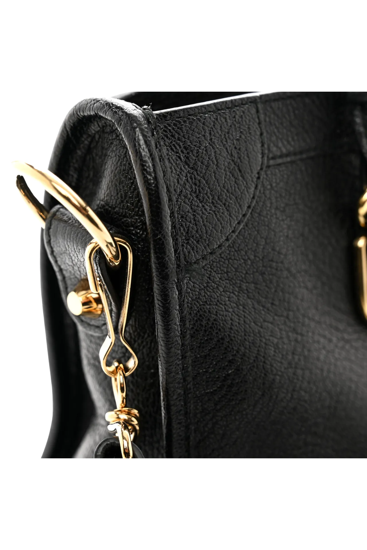 BALENCIAGA Black Leather Metallic Edge City Tote