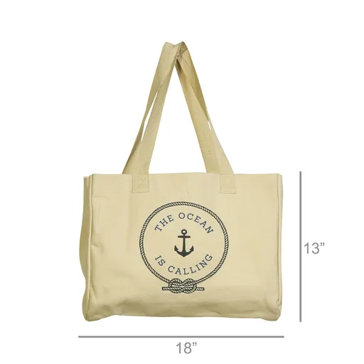 Beach Tote, Canvas - The Ocean Is Calling