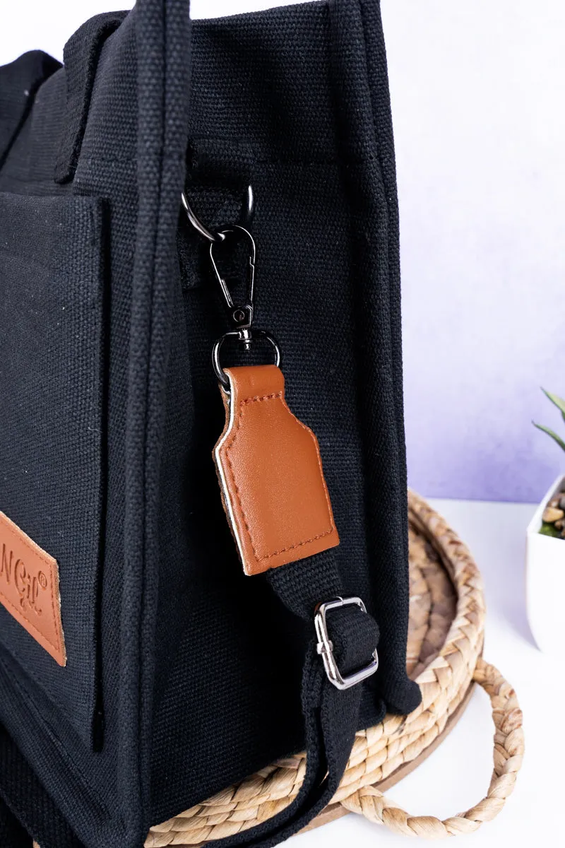 Black Laurel Bay Small Canvas Tote