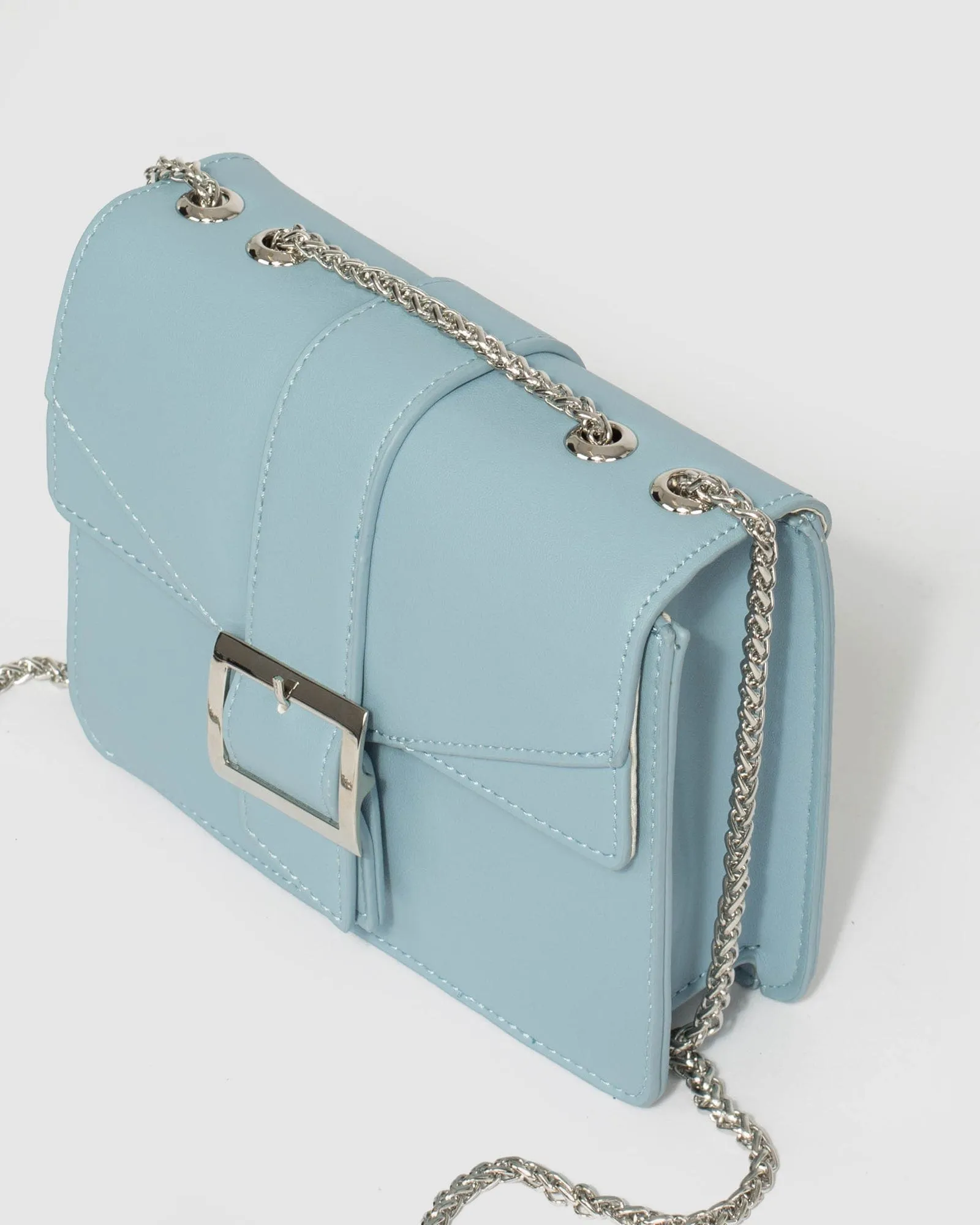 Blue Mikah Buckle Crossbody Bag