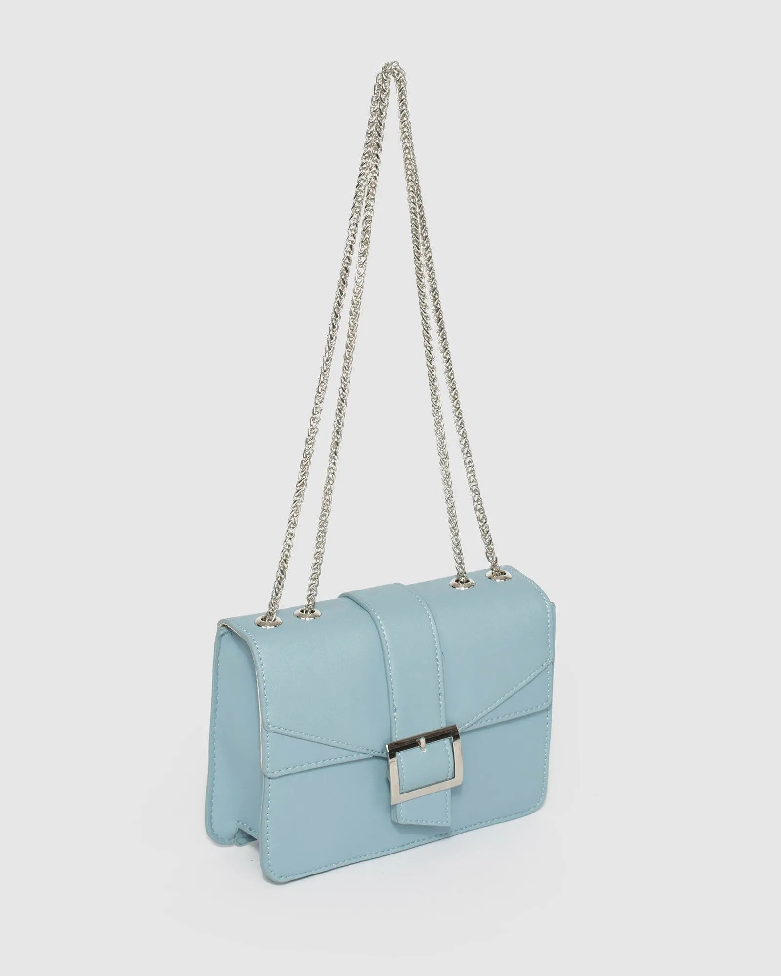 Blue Mikah Buckle Crossbody Bag