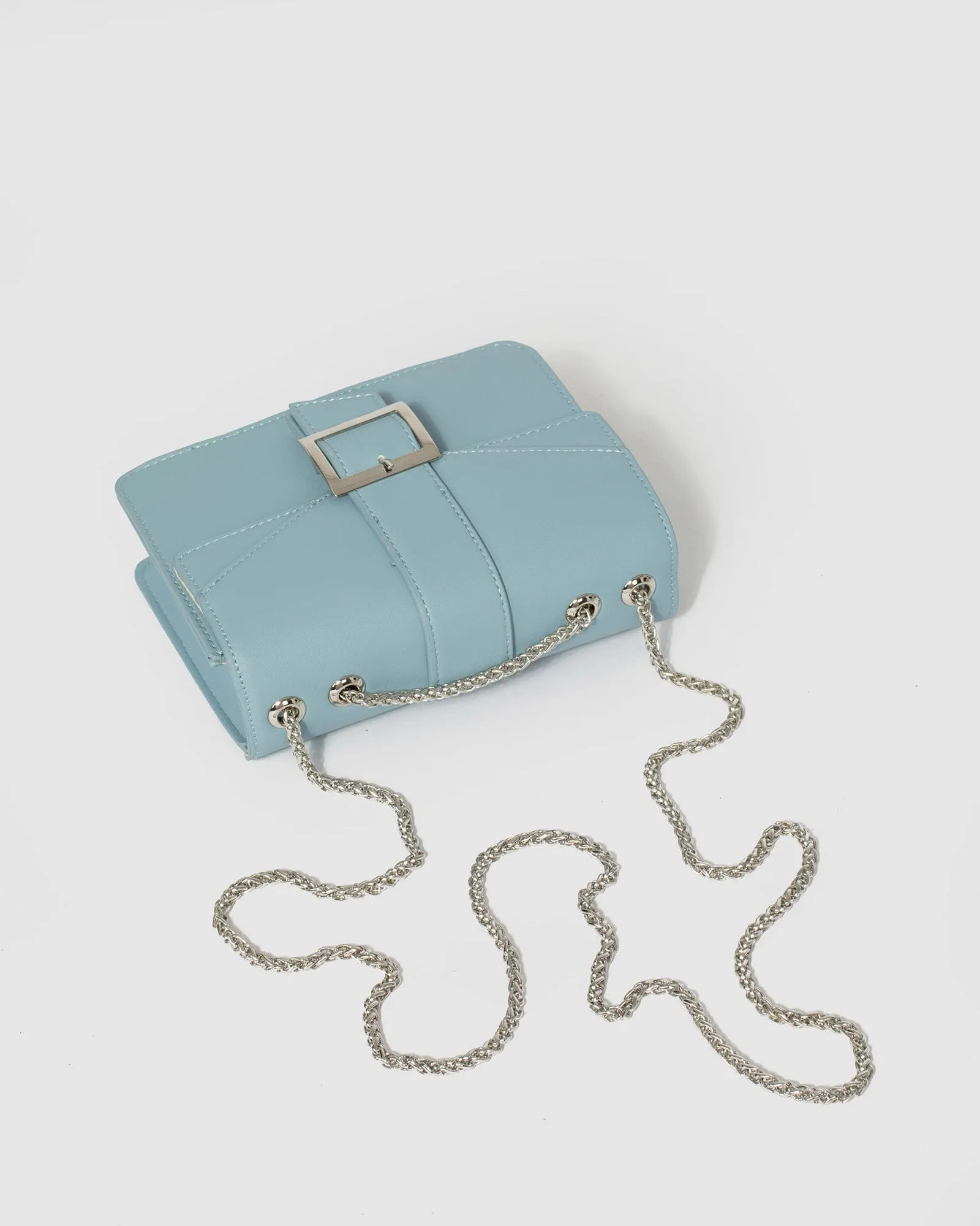Blue Mikah Buckle Crossbody Bag
