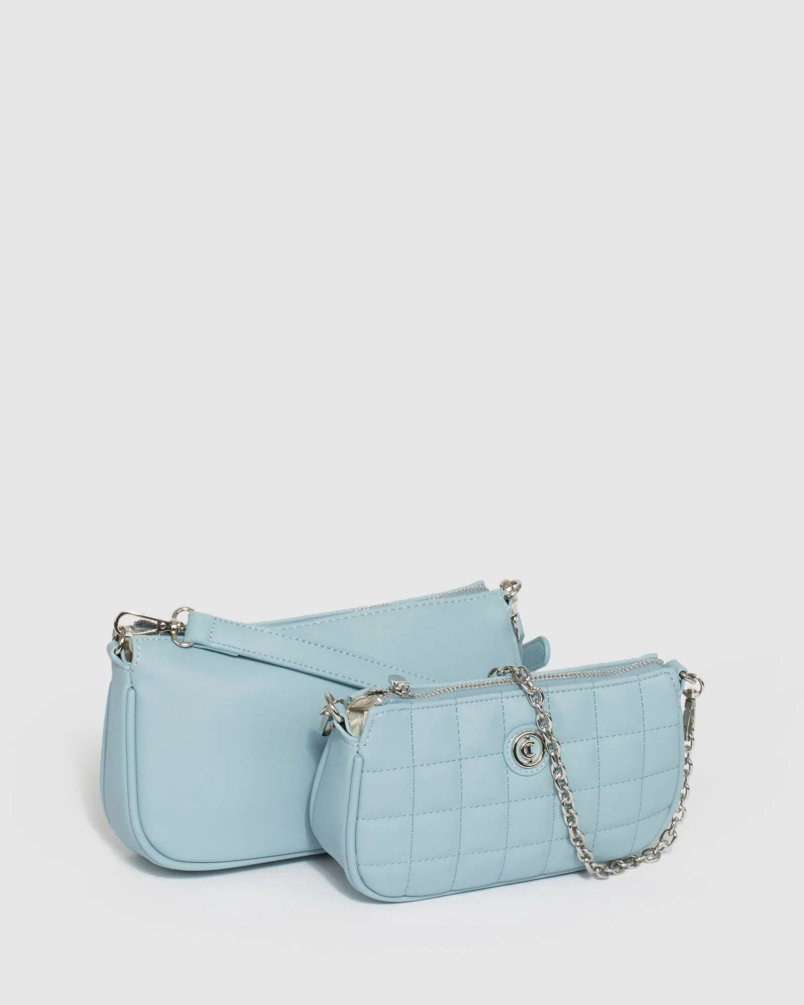 Blue Quilted Vivian Chain Crossbody Bag