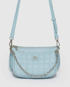 Blue Quilted Vivian Chain Crossbody Bag