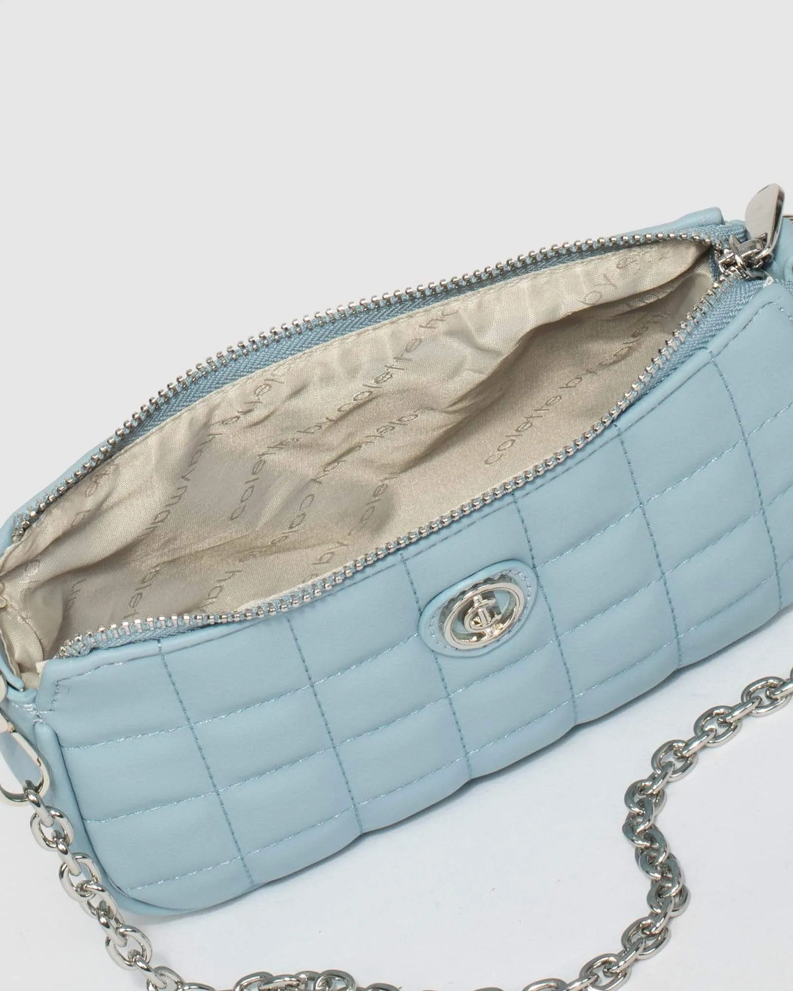 Blue Quilted Vivian Chain Crossbody Bag