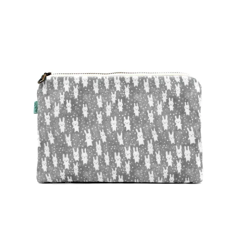 Bunnies Flat Pouch: Gray