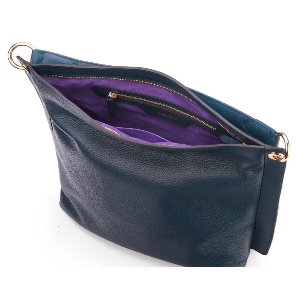 Carol Ann Slouchy Leather Shoulder Bag - Navy