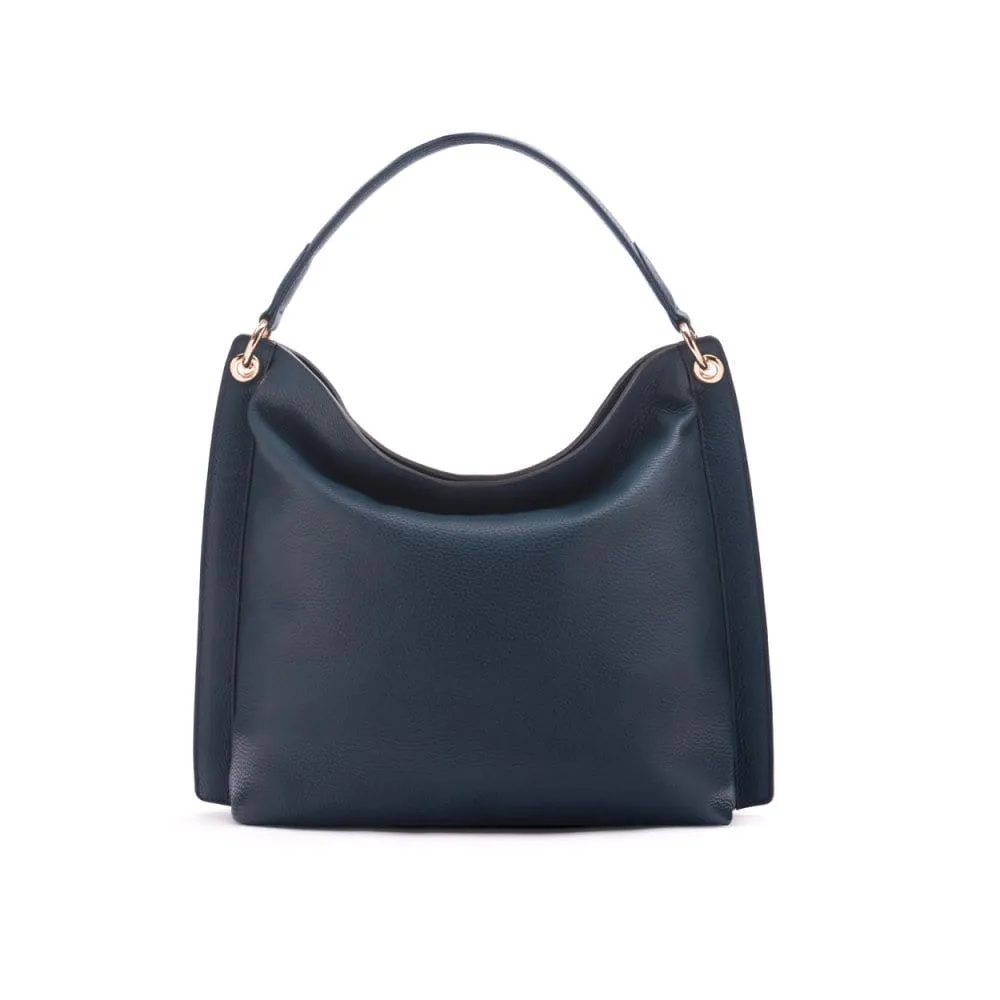 Carol Ann Slouchy Leather Shoulder Bag - Navy