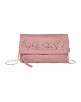 Carrie Perforated Clutch | Pink