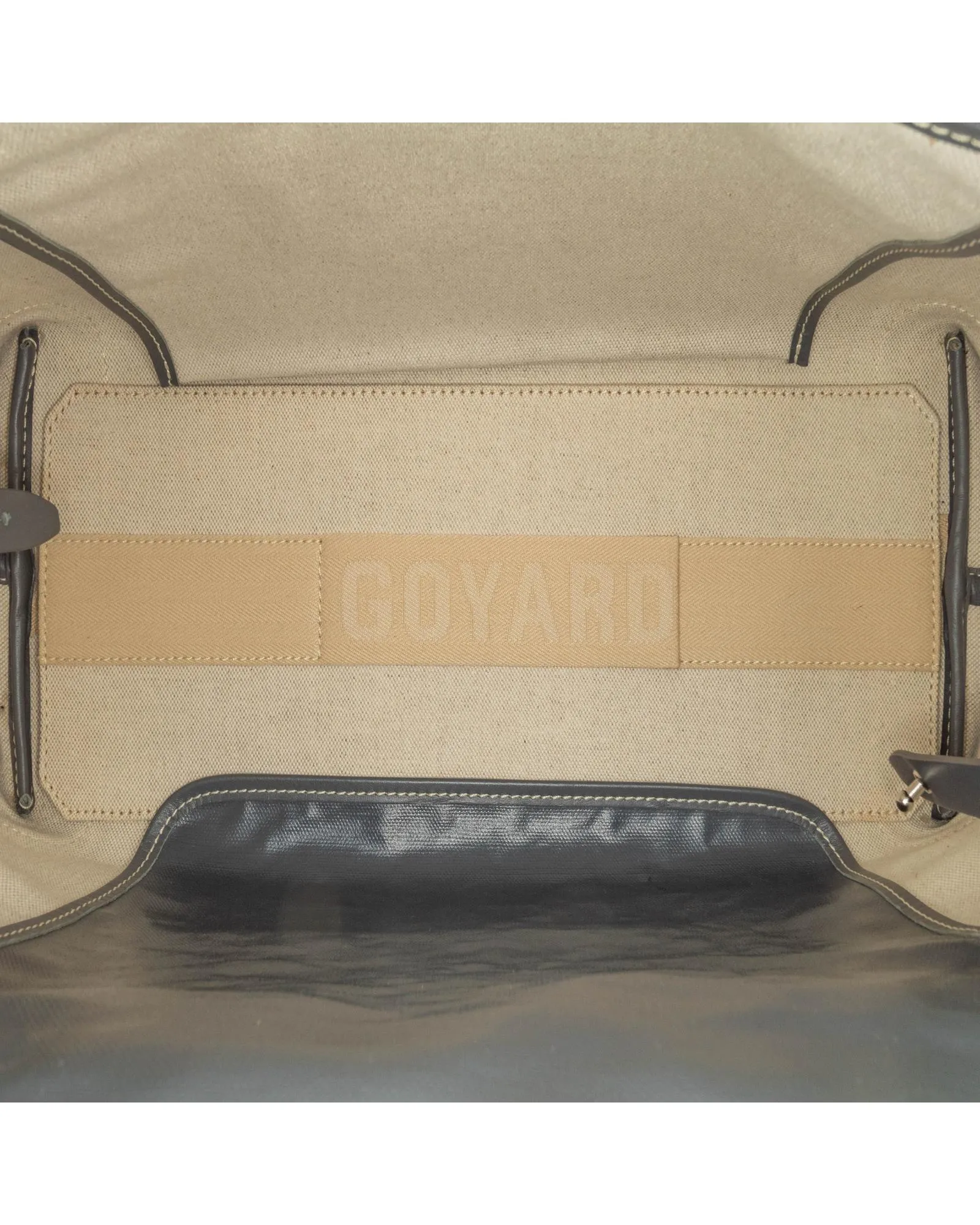 Coated Canvas Tote with Leather Trim