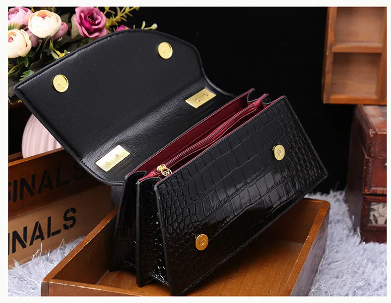 Crocodile Pattern Single Shoulder Crossbody Bag