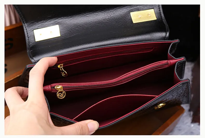 Crocodile Pattern Single Shoulder Crossbody Bag