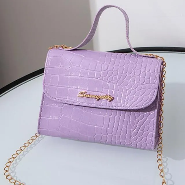 Crocodile Pattern small Handbag with chain lock