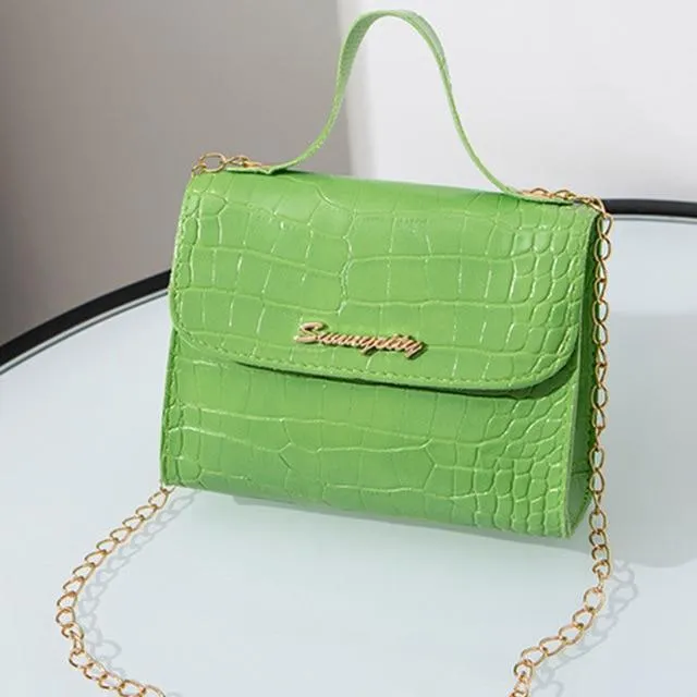 Crocodile Pattern small Handbag with chain lock