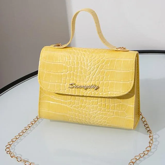 Crocodile Pattern small Handbag with chain lock