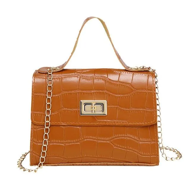 Crocodile Pattern small Handbag with chain lock