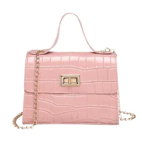 Crocodile Pattern small Handbag with chain lock