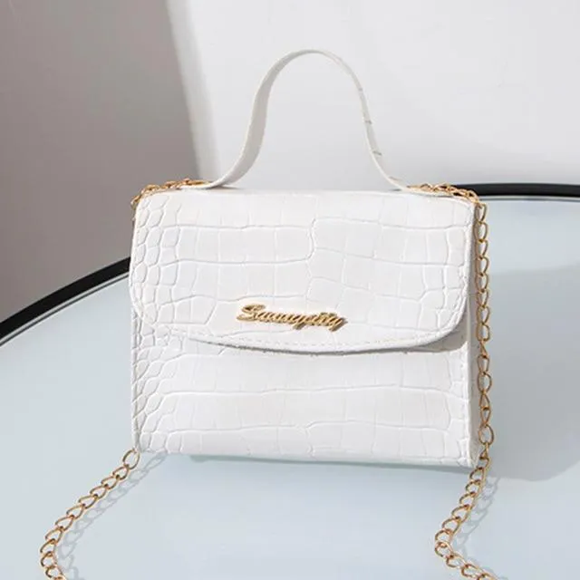 Crocodile Pattern small Handbag with chain lock