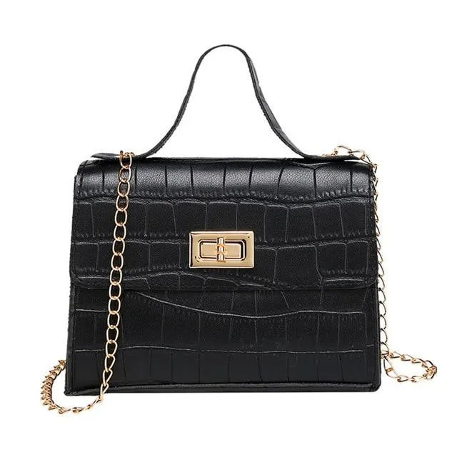 Crocodile Pattern small Handbag with chain lock