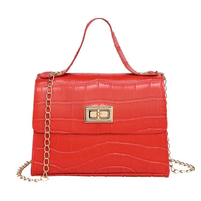 Crocodile Pattern small Handbag with chain lock