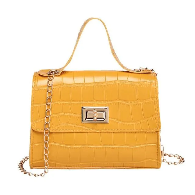 Crocodile Pattern small Handbag with chain lock