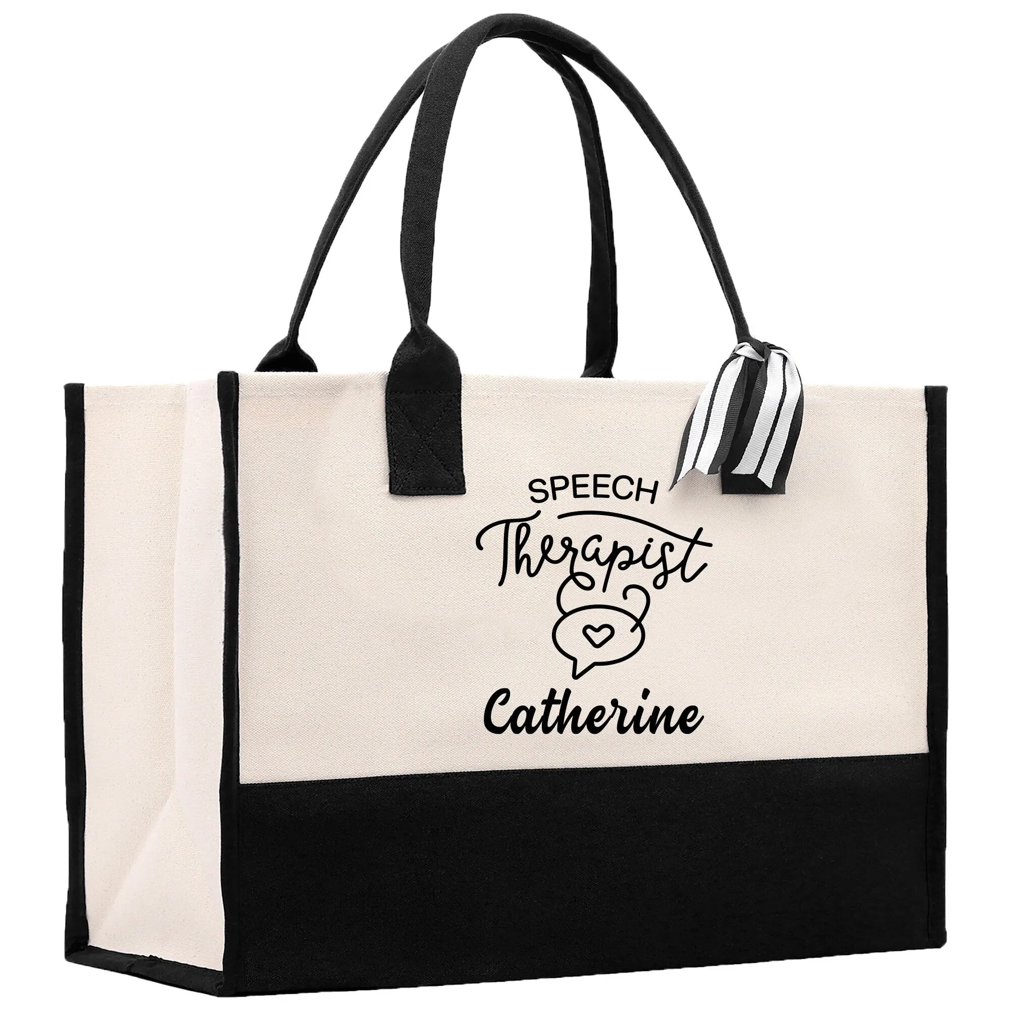 Custom Name Speech Therapy Cotton Canvas Tote Bag Personalized SLP Bag Pathologist Tote Bag Speech Therapist Gift Bag