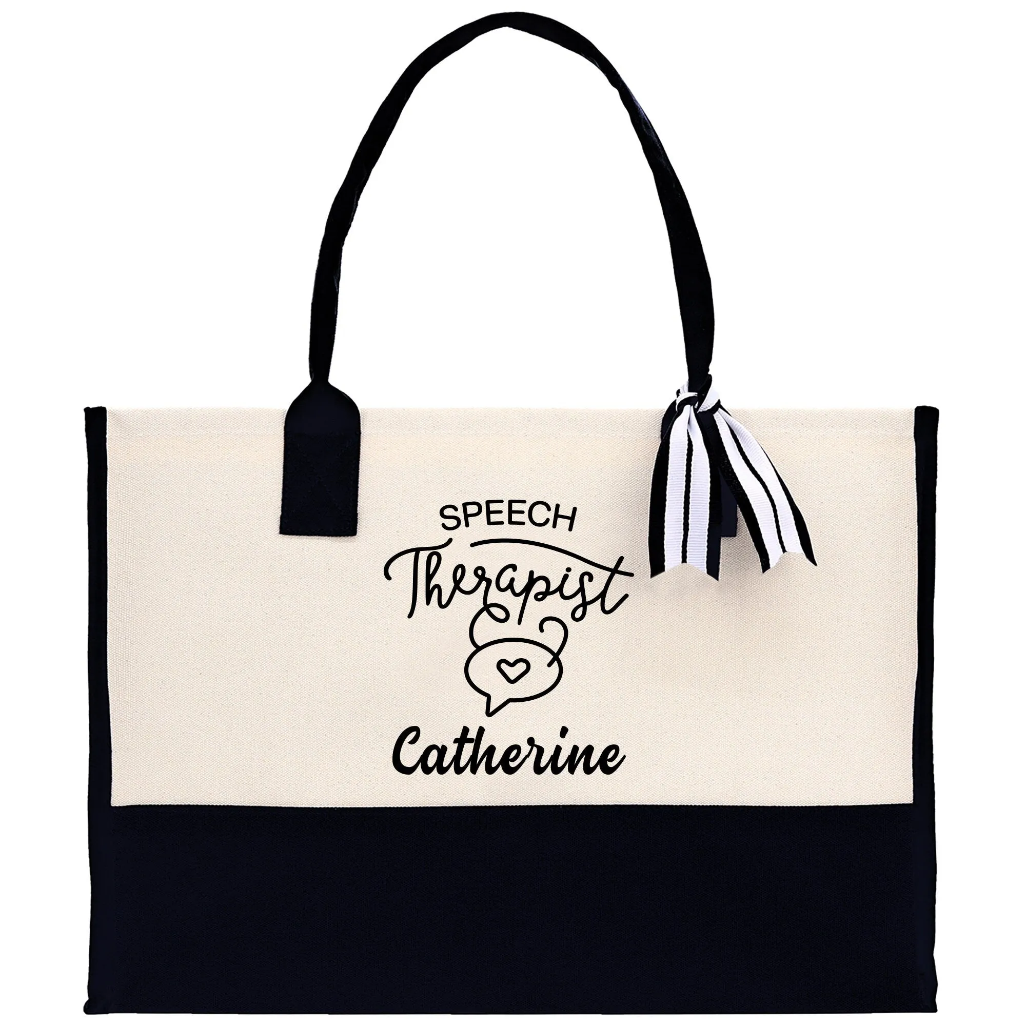 Custom Name Speech Therapy Cotton Canvas Tote Bag Personalized SLP Bag Pathologist Tote Bag Speech Therapist Gift Bag