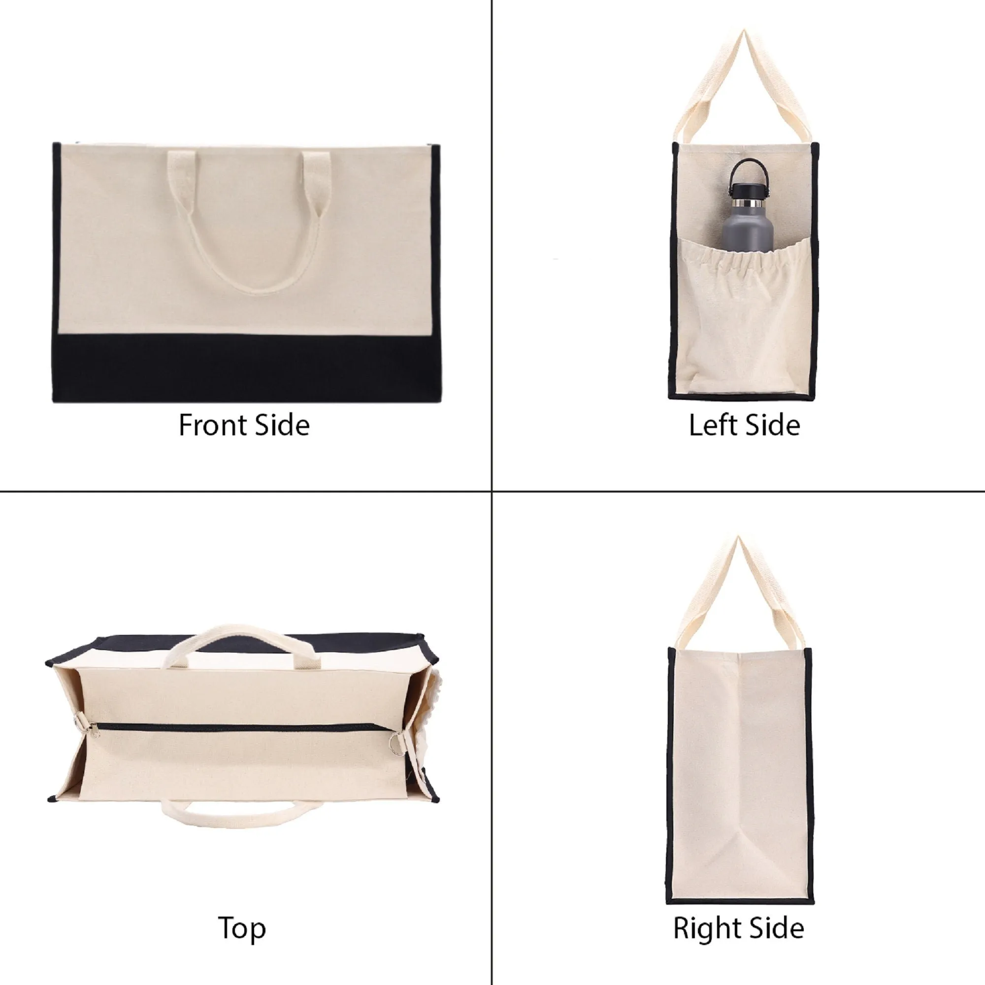 Customized XL Beach Tote Bag with Glitter Vinyl Option - Oversized Chic Tote Bag with Zipper and Inner Pocket - Personalized Weekender Bag