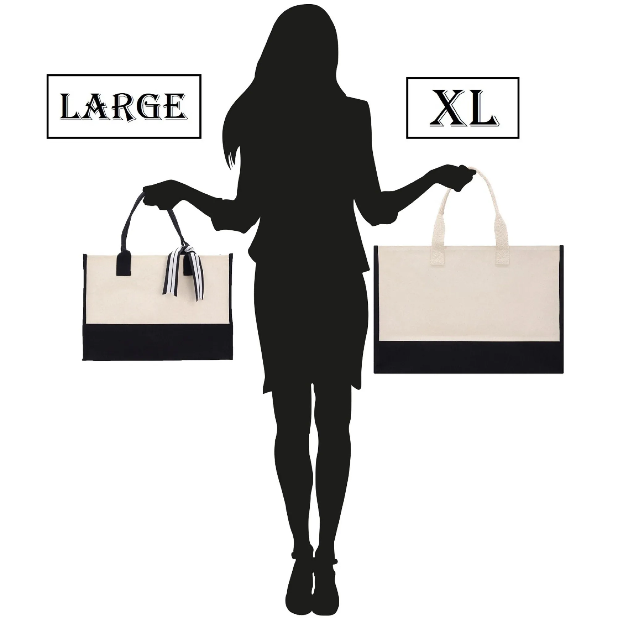 Customized XL Beach Tote Bag with Glitter Vinyl Option - Oversized Chic Tote Bag with Zipper and Inner Pocket - Personalized Weekender Bag