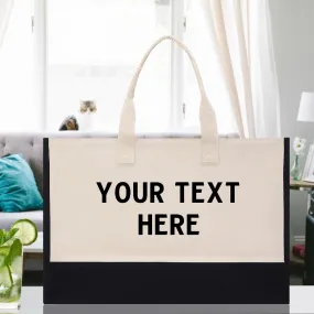 Customized XL Beach Tote Bag with Glitter Vinyl Option - Oversized Chic Tote Bag with Zipper and Inner Pocket - Personalized Weekender Bag