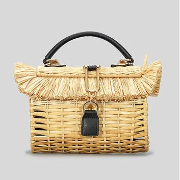 Cute Boho Handmade Straw Woven Handbag
