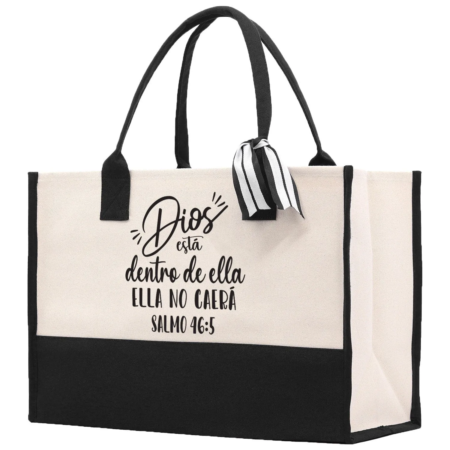 Dios Esta Dentro De Ella Ella No Caera Salmo 46:5 Religious Tote Bag for Women Bible Verse Canvas Tote Bag Religious Church Gifts