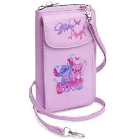 Disney Stitch Crossbody Bag for Girls Phone Bag with Card Slots Adjustable Strap - Pink