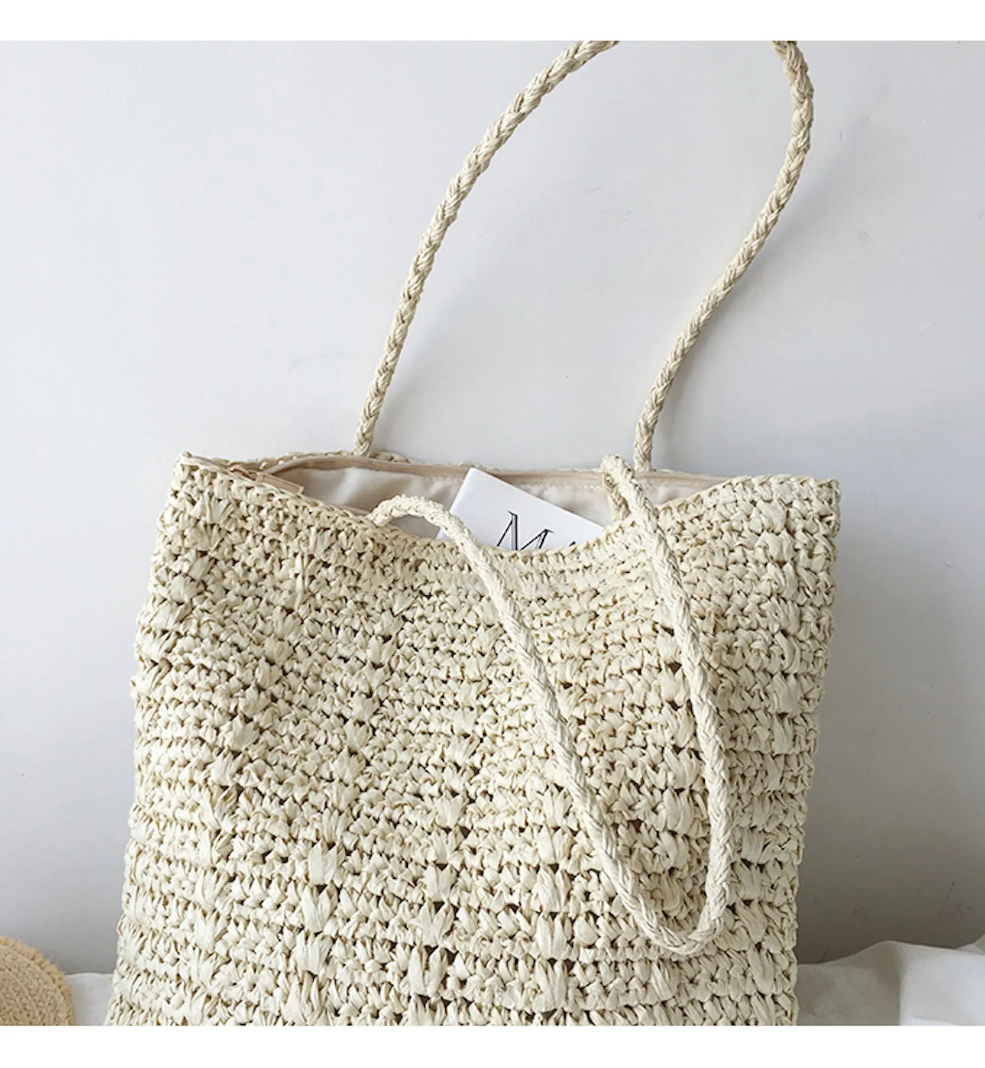 Elena Handbags Lightweight Straw Woven Square Tote Bag