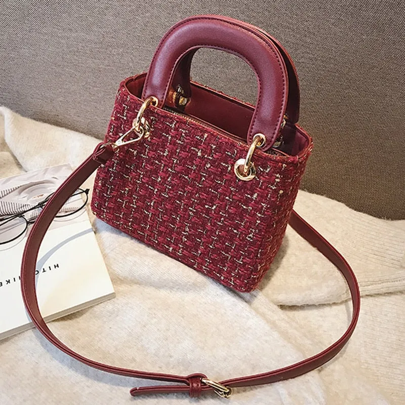 European Style Tweed Vintage Hand Bag
