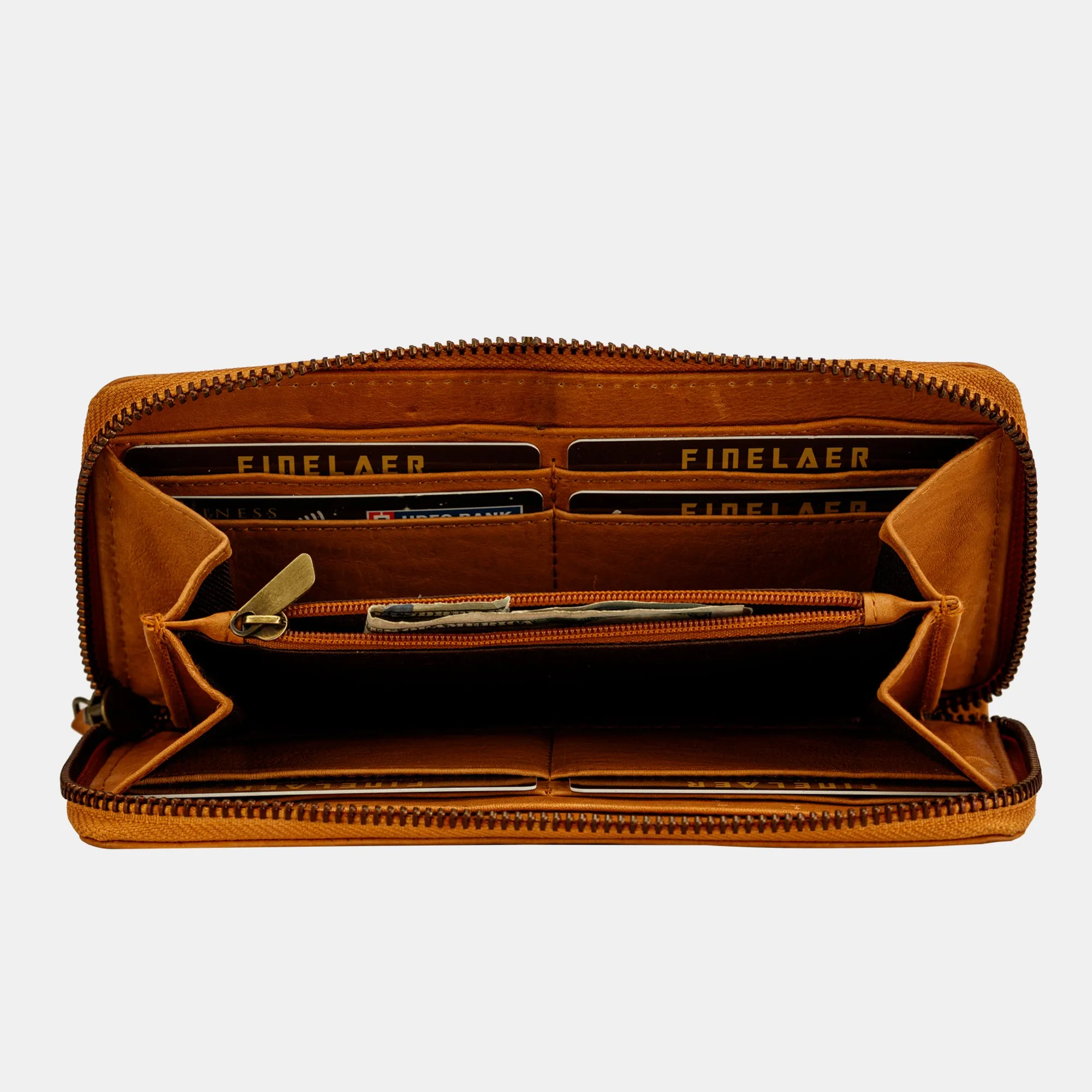 FINELAER Leather Women Wallet Purses Zip Around RFID