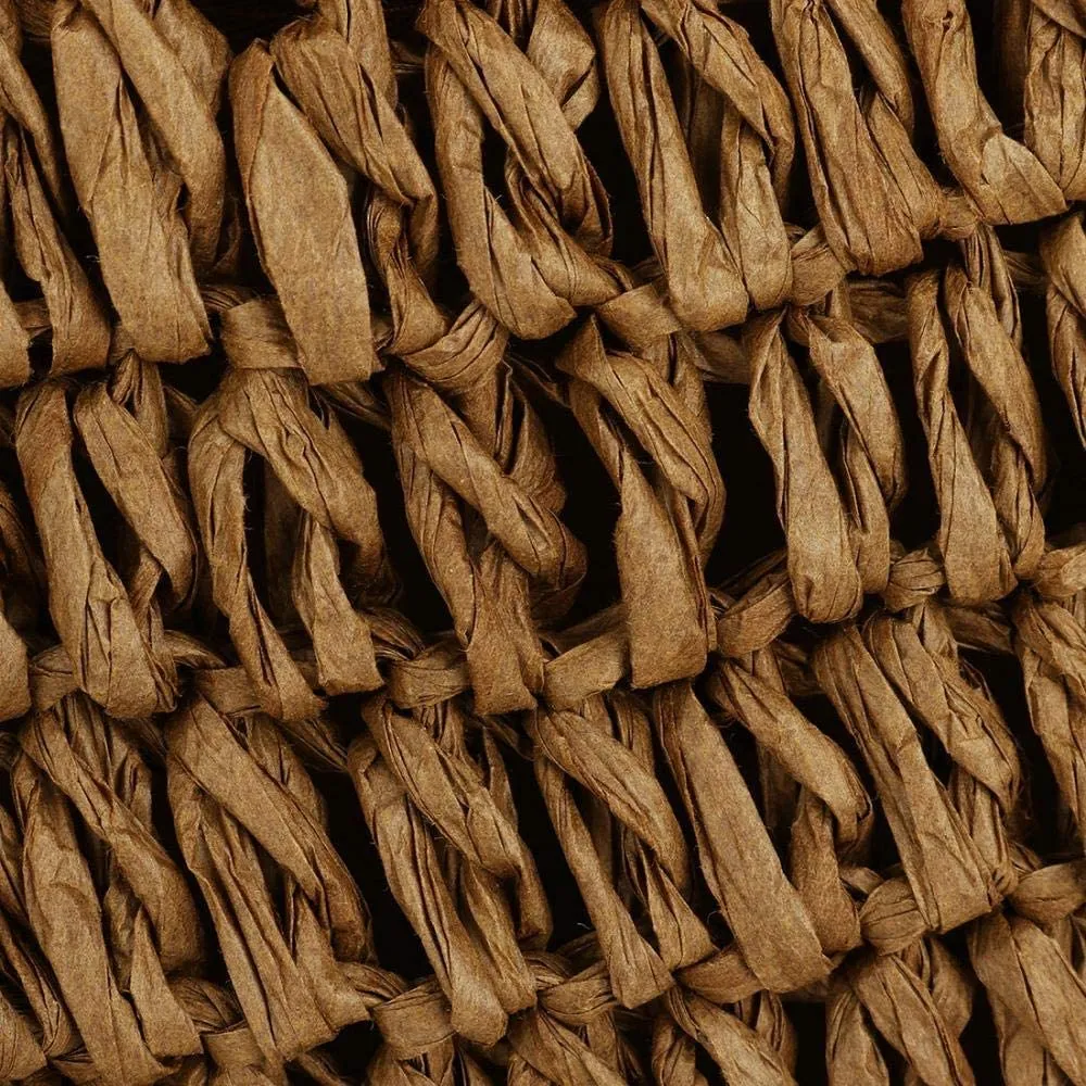 Hand Woven Khaki Straw Tote Beach Bag with Lining Pockets